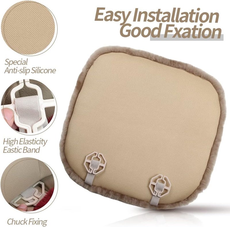 IRIWOOL Genuine Sheepskin Auto Seat Pad, Australian Soft Wool Seat Cover Breathable and Sweat-Wicking Comfort Warm Universal Fit,19.2 inch x19.2 inch (Front seat Cushion 1pc, Khaki) - Image 4